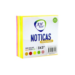 [PA2578] PAPEL PARA NOTAS AH ROYAL  X 300 UNIDADES NEÓN  SURTIDO -CAJA X 192 UNDS- [PAC90512-2578]