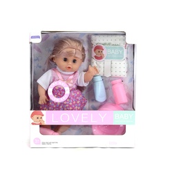 [JU7920] MUÑECA DE 12 PULGADAS CON PP CON TETERO, PAÑAL, PELO LARGO [MY8862-17]