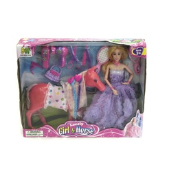 [JU7881] MUÑECA CON CABALLO DE 11.5 PULGADAS  CAJA X 36 UNDS [6698-A6]