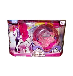 [JU4757] UNICORNIO CON CARRUAJE Y MUÑECA GRANDE CAJA X6 UNDS [JHD689Y-4B]